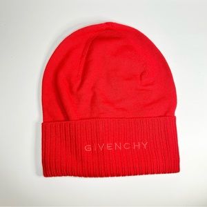 New Givenchy Logo Wool Beanie Red